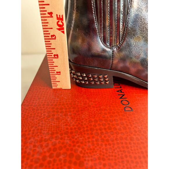 Donald Pliner Milann Black Patent Iridescent Studded Leather Ankle Booties W 7.5 - Picture 10 of 13